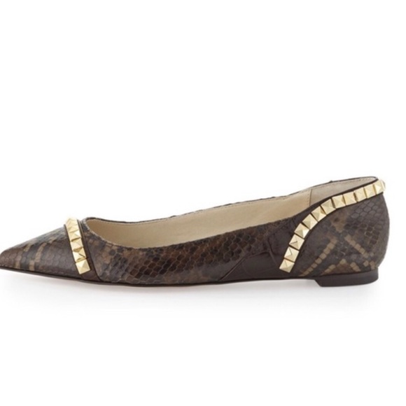 Michael Kors gold studded snakeskin flats - Picture 2 of 3